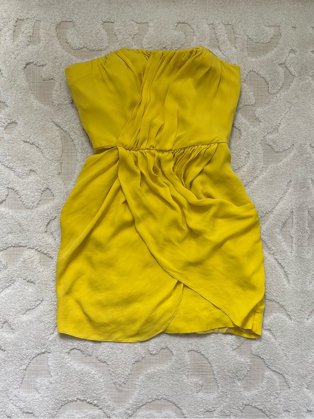 Ali Ro Strapless Draped Mini Dress in Yellow